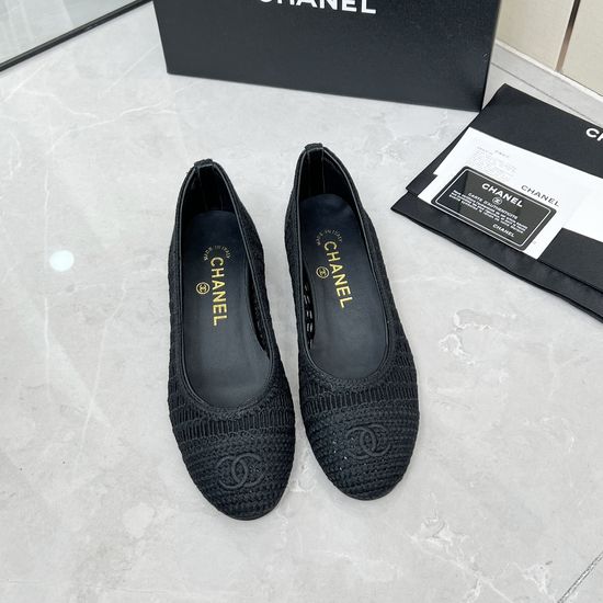 Chanel Raffia Ballet Flats Soft Sheepskin Lining Leather Sole