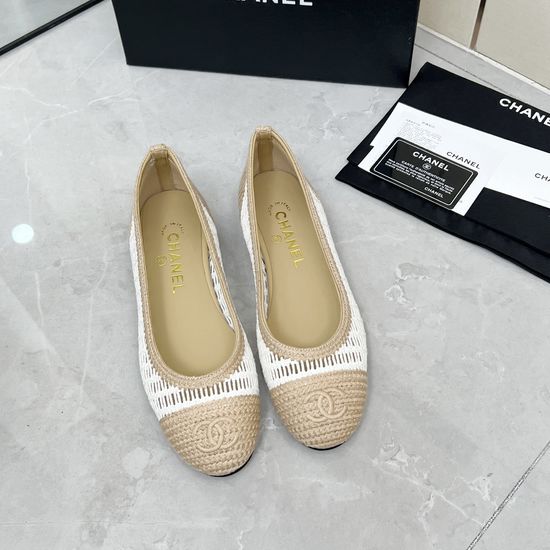 Chanel Raffia Ballet Flats Soft Sheepskin Lining Leather Sole
