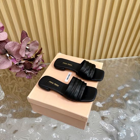 Miu Miu Bow Decor Slip On Casual Slippers with Sheepskin Lining
