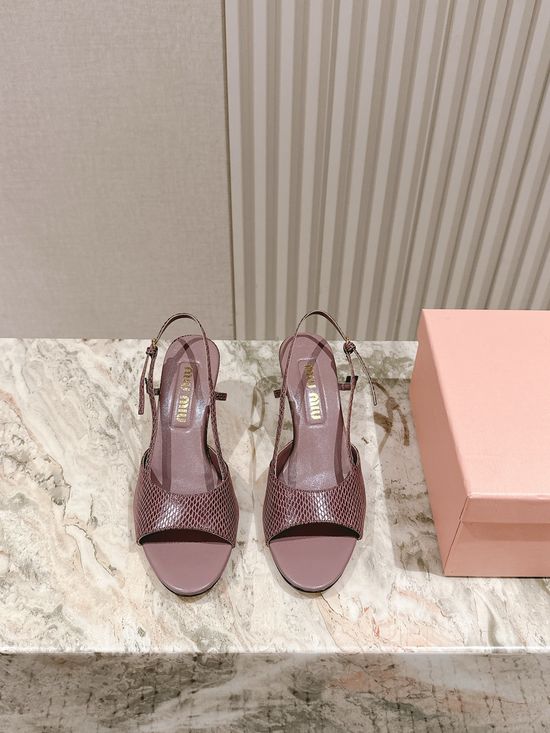 Miu Miu Snakeskin Pattern Leather Comfortable Fashion Sandals