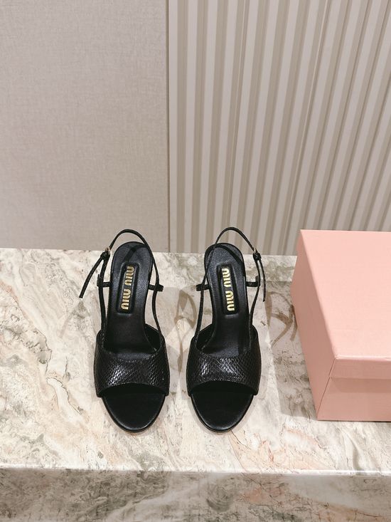 Miu Miu Snakeskin Pattern Leather Comfortable Fashion Sandals