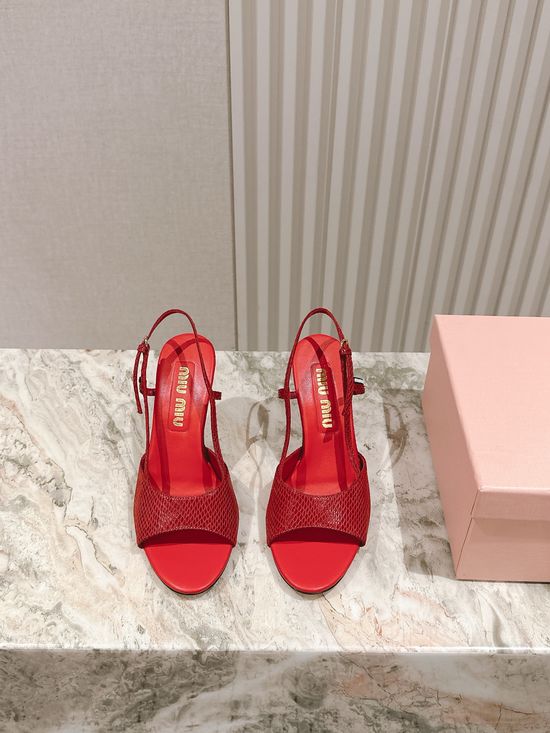 Miu Miu Snakeskin Pattern Leather Comfortable Fashion Sandals