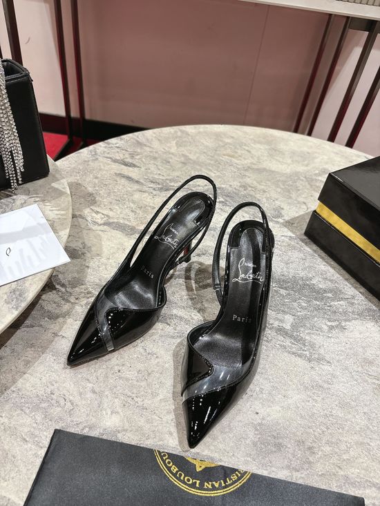 Christian Louboutine Slingback Closed Toe Leather Heels