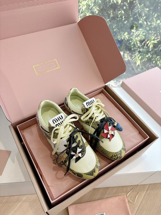 Miu Miu Breathable Mesh Lace Up Casual Daily Sneakers