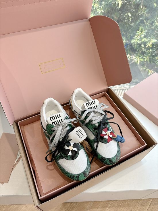 Miu Miu Breathable Mesh Lace Up Casual Daily Sneakers