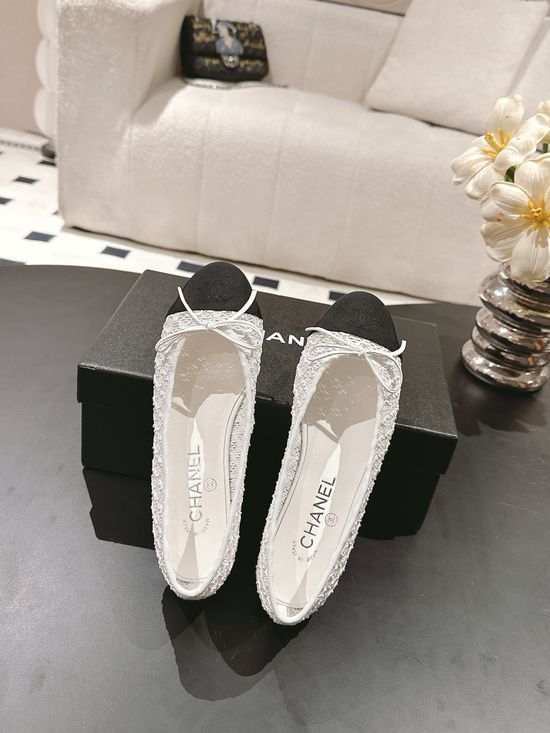 Chanel Woven Fabric Ballet Flats Timeless All-match Comfortable Daily Shoes