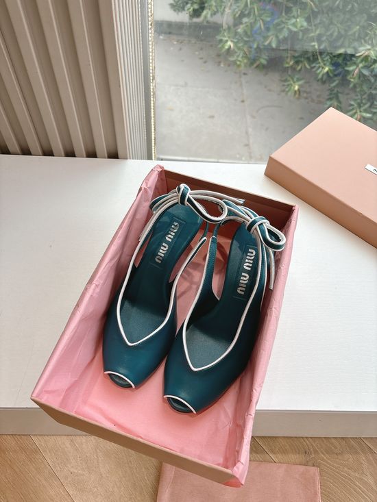 Miu Miu Genuine Leather Comfortable High Heel Fashion Shoes