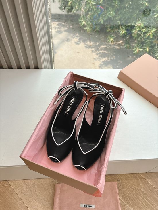 Miu Miu Genuine Leather Comfortable High Heel Fashion Shoes