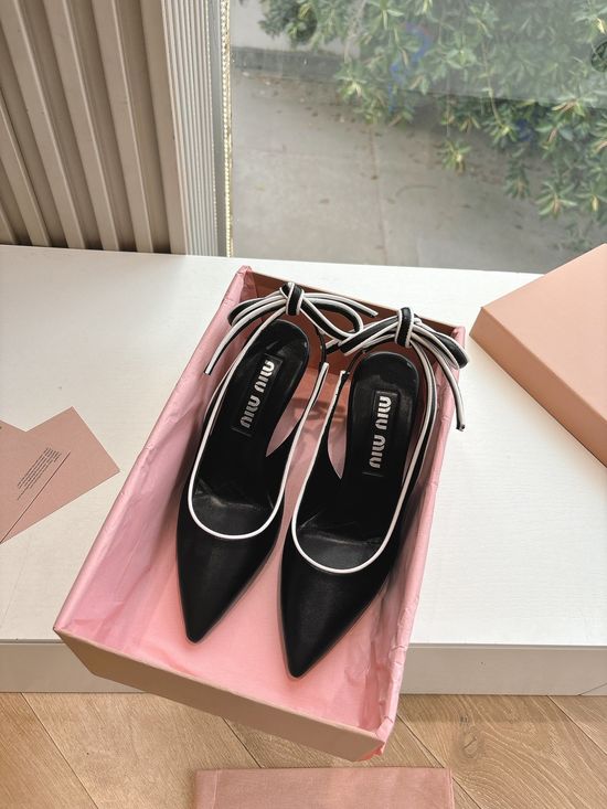 Miu Miu Genuine Leather Comfortable High Heel Fashion Shoes
