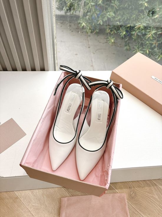Miu Miu Genuine Leather Comfortable High Heel Fashion Shoes