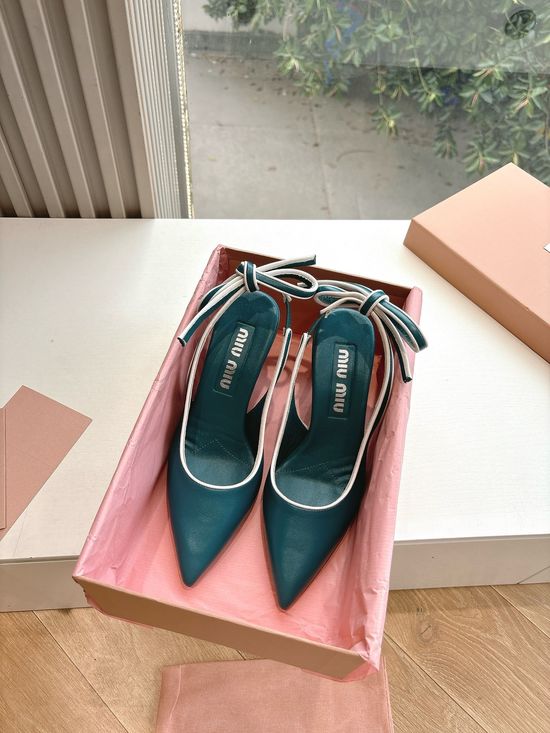 Miu Miu Genuine Leather Comfortable High Heel Fashion Shoes
