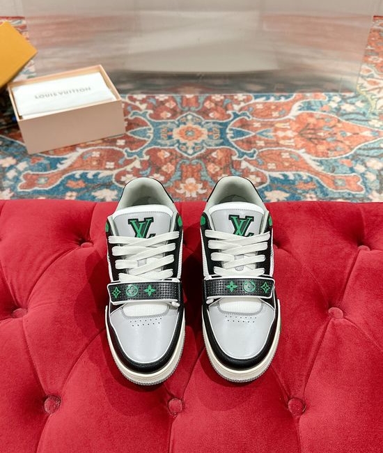 Louis Vuitton LV Perforated Leather Casual Skateboarding Retro Sneakers