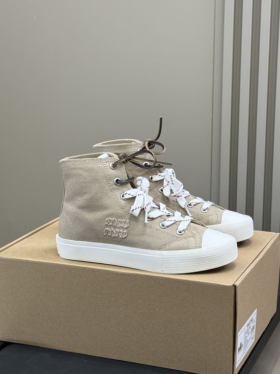 Miu Miu Classic Fashion Canvas Lace Up Casual Sneakers