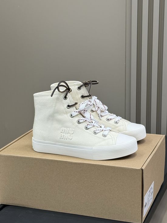 Miu Miu Classic Fashion Canvas Lace Up Casual Sneakers
