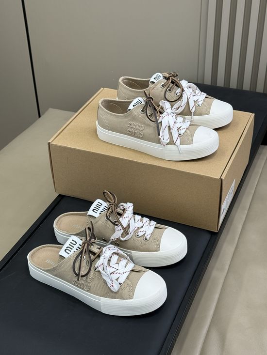 Miu Miu Classic Fashion Canvas Lace Up Casual Sneakers