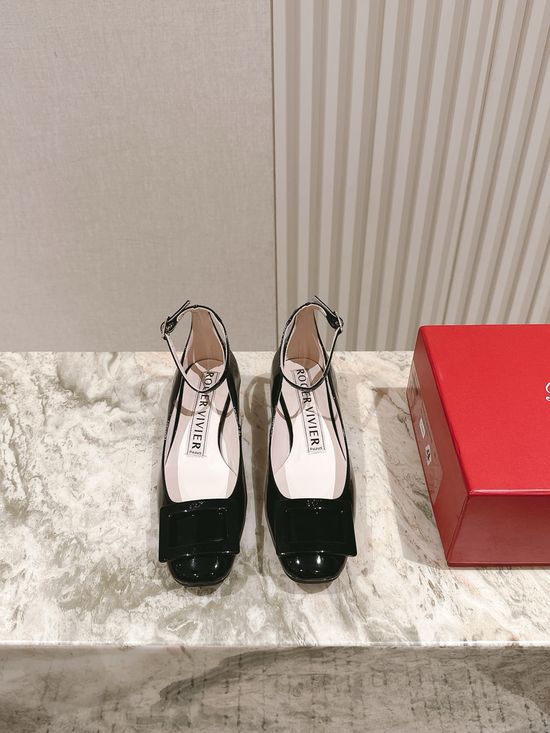 Jimmy Choo Elegant Rhinestone Buckle Patent Leather Low Heel Pumps