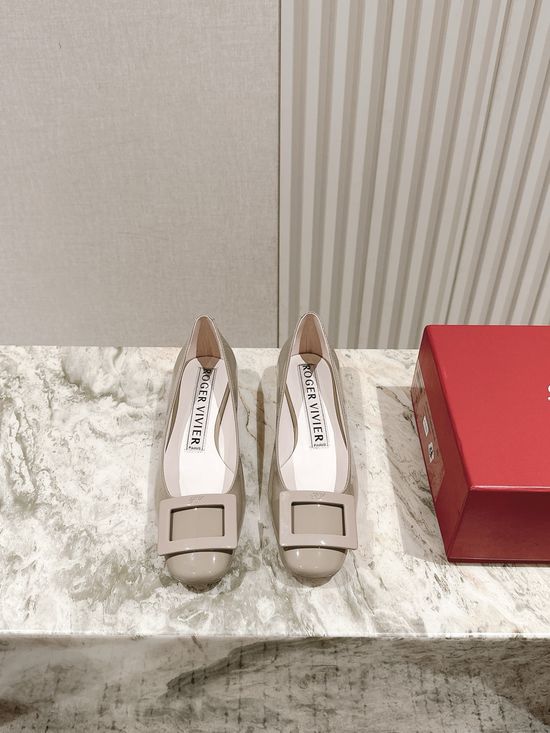 Jimmy Choo Elegant Rhinestone Buckle Patent Leather Low Heel Pumps