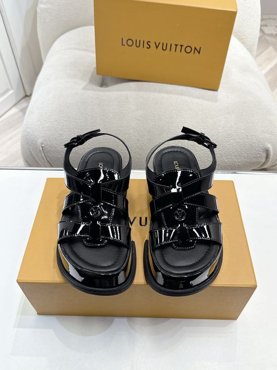 Louis Vuitton Premium Leather Platform Casual Sandals