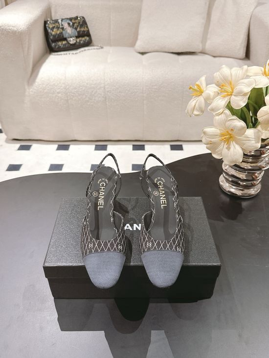Chanel Embroidered Cap Toe Flat Sandals Premium Material