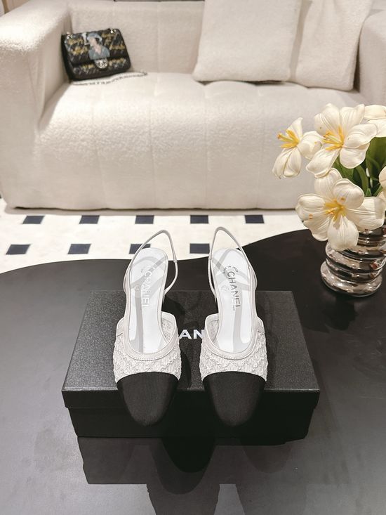 Chanel Embroidered Cap Toe Flat Sandals Premium Material