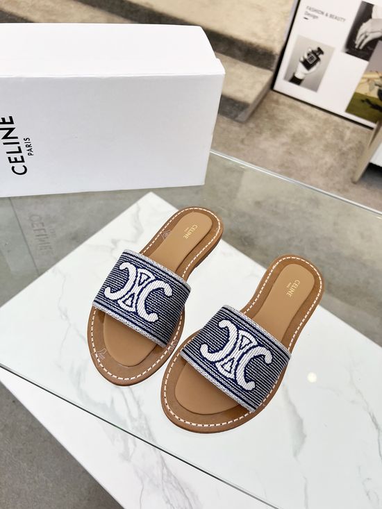 Celine Embroidery Comfortable Slide Slippers