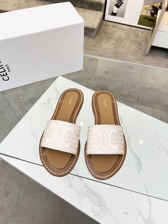 Celine Embroidery Comfortable Slide Slippers