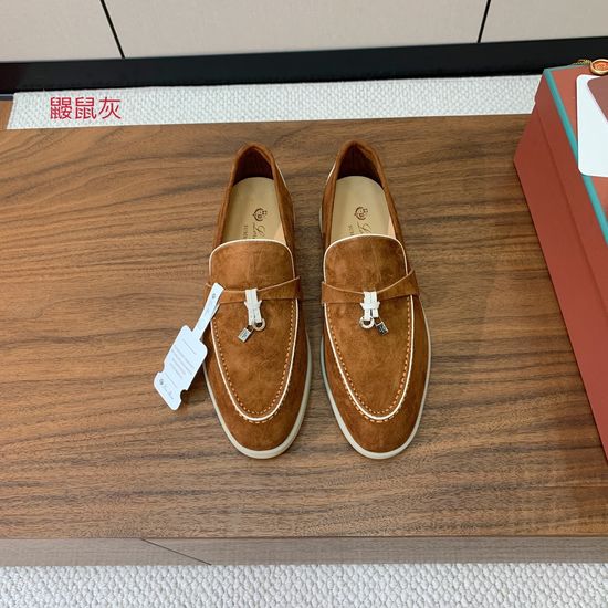 Loro Piana Stitched Edge Loafers Silky Suede Upper Comfortable Lining Anti-slip Sole