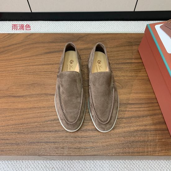 Loro Piana Suede Loafers Hand-Stitched Leather Sole Lined Shoes