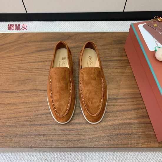 Loro Piana Suede Loafers Hand-Stitched Leather Sole Lined Shoes