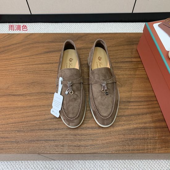 Loro Piana Suede Loafers Hand-Stitched Leather Sole Lined Shoes
