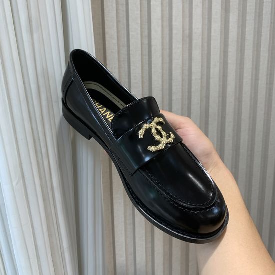 Chanel Vintage Style Square Toe Leather Loafers