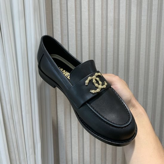 Chanel Vintage Style Square Toe Leather Loafers