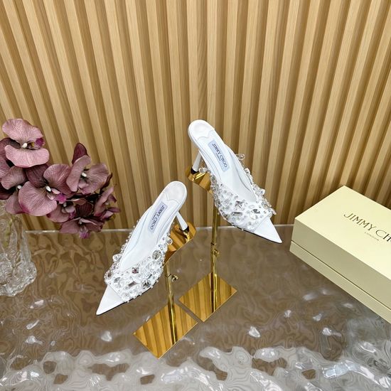 Jimmy Choo Glamorous Rhinestone Silk High Heel Dress Sandals
