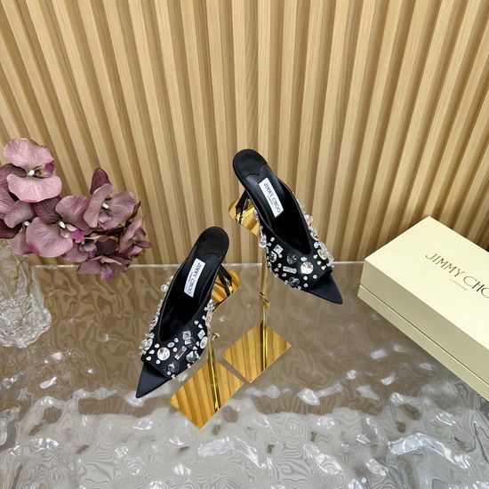Jimmy Choo Glamorous Rhinestone Silk High Heel Dress Sandals