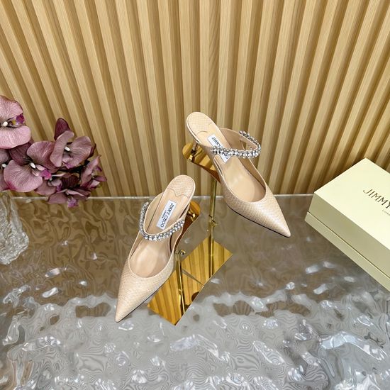 Jimmy Choo Classic Snakeskin Leather Pointed Toe Block Heel Shoes