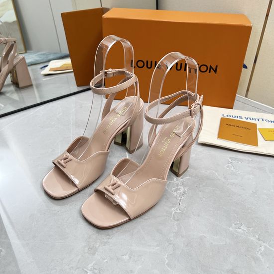 Louis Vuitton Cutout Patent Leather Sandals With Genuine Leather Sole