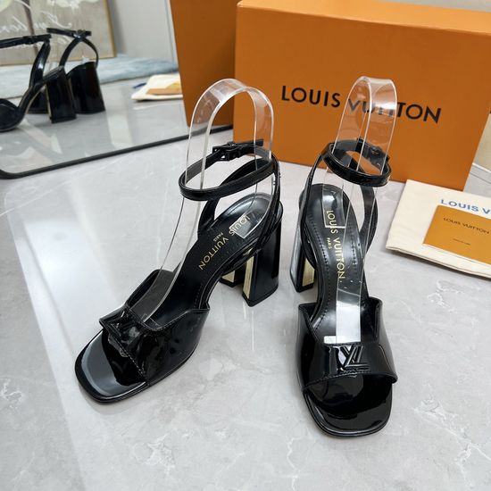 Louis Vuitton Cutout Patent Leather Sandals With Genuine Leather Sole
