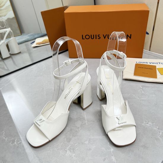 Louis Vuitton Cutout Patent Leather Sandals With Genuine Leather Sole