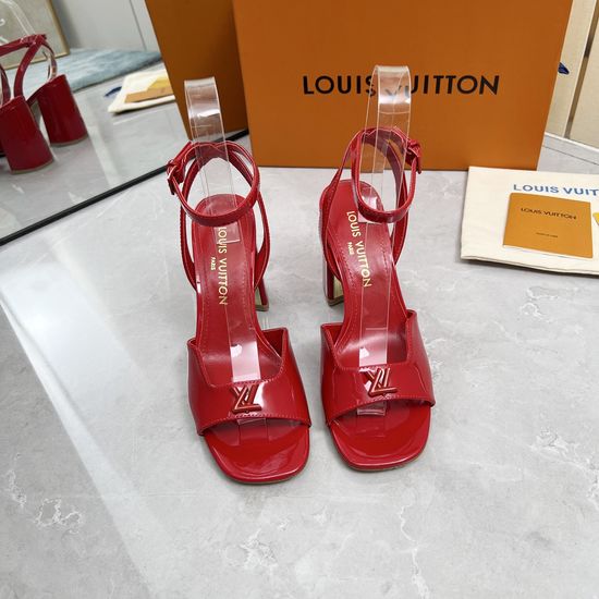 Louis Vuitton Cutout Patent Leather Sandals With Genuine Leather Sole