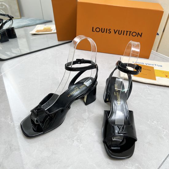 Louis Vuitton Cutout Patent Leather Sandals With Genuine Leather Sole