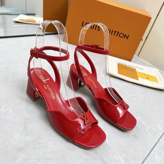 Louis Vuitton Cutout Patent Leather Sandals With Genuine Leather Sole