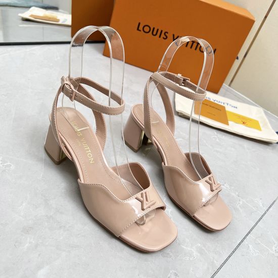 Louis Vuitton Cutout Patent Leather Sandals With Genuine Leather Sole