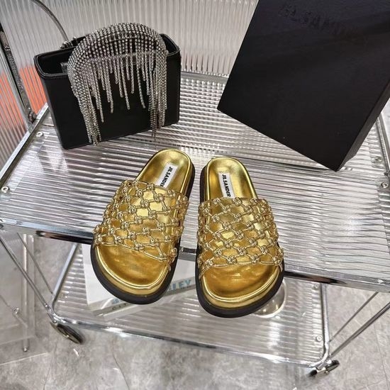 Jil Sanders Handwoven Soft Leather Hollow Out Comfortable Casual Slides