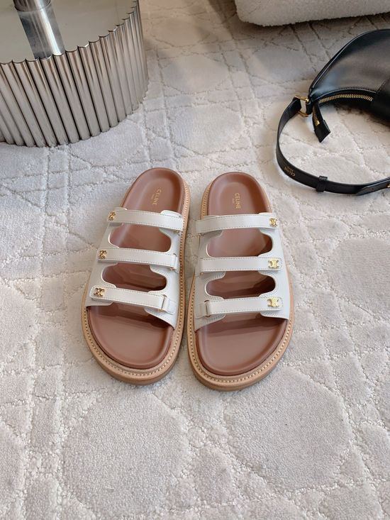 Celine Classic Logo Thick-Soled Slippers with Premium Leather