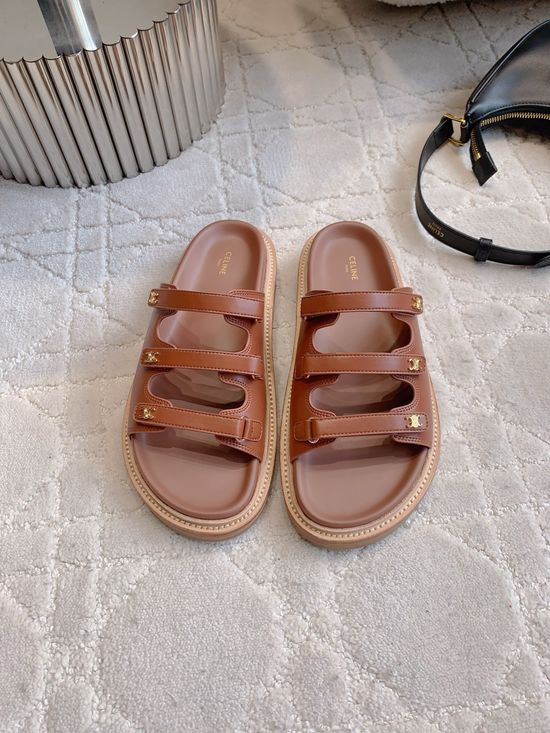 Celine Classic Logo Thick-Soled Slippers with Premium Leather