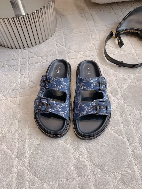 Celine Logo Printed Thick Sole Comfortable Slide Sandals