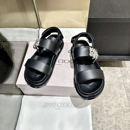 Jimmy Choo Rhinestone Decor Casual Beach Sandals Non-slip
