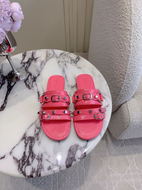 Balenciaga Classic Studded Leather Slides Comfortable Leather Lined Outsole