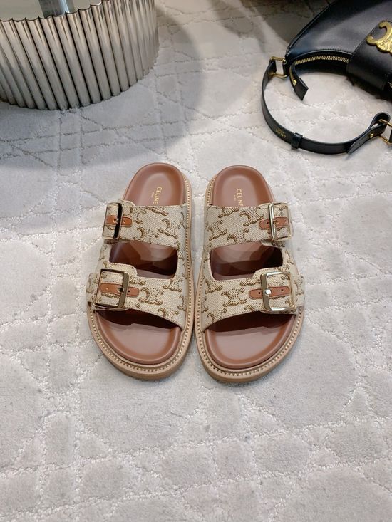 Celine Logo Printed Thick Sole Comfortable Slide Sandals
