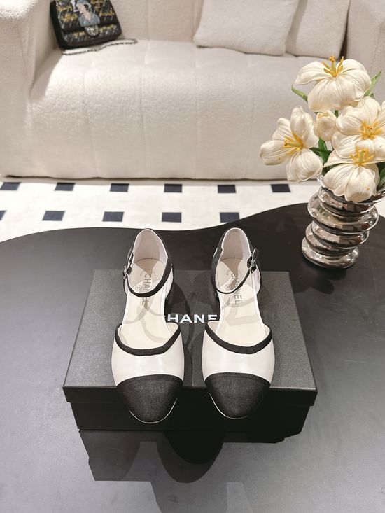 Chanel Metal Heel Round Toe Leather Mary Jane Shoes